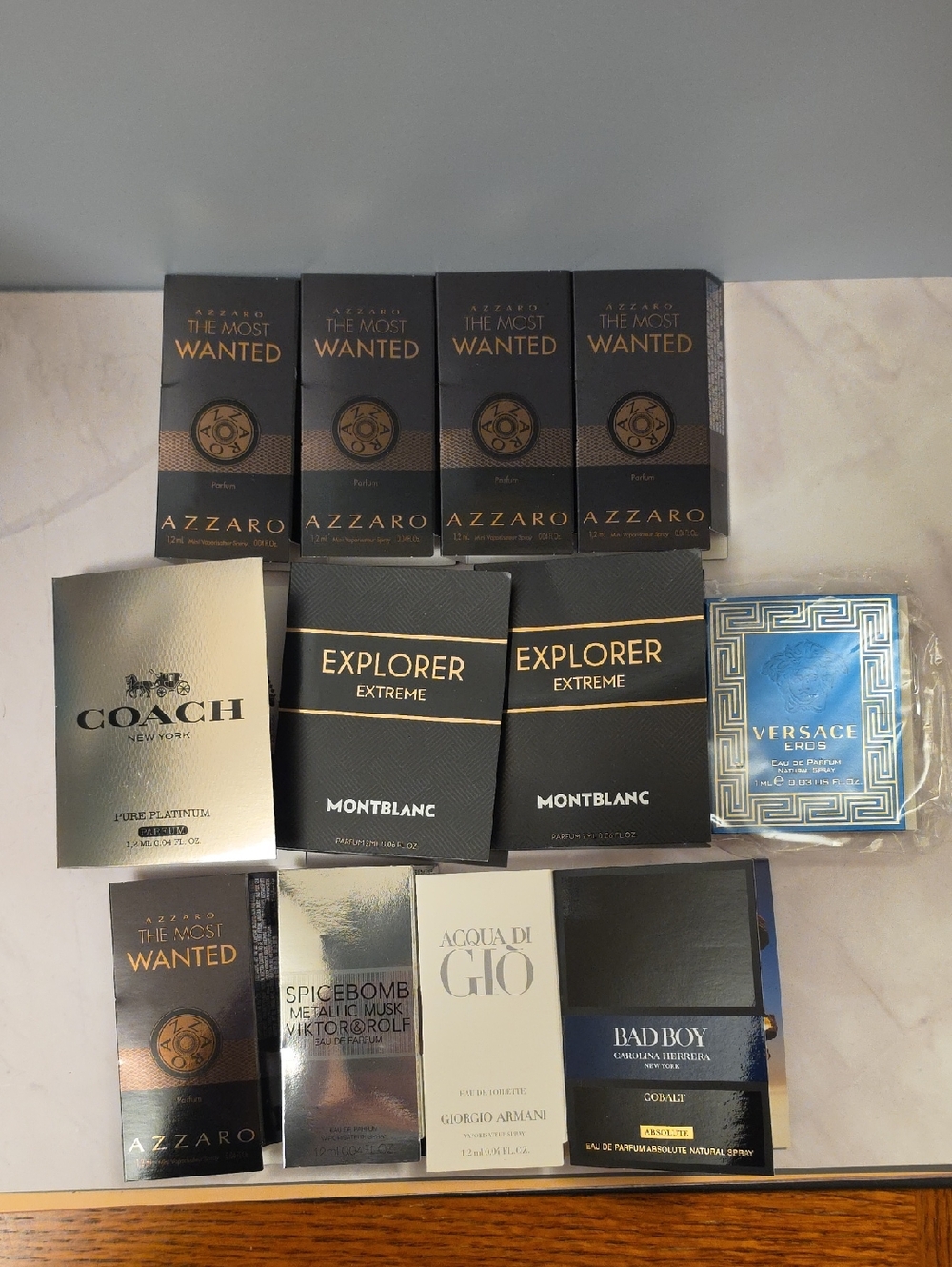 12 Mens Sample Spray Montblanc Coach Versace EDP Cologne 1.2ml 1.5ml